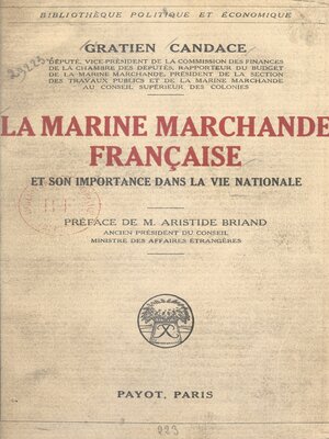 cover image of La marine marchande française et son importance dans la vie nationale